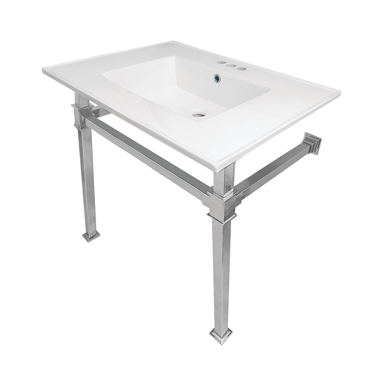 Fauceture KVPB31224Q1 31-Inch Ceramic Console Sink, White/Polished Chrome