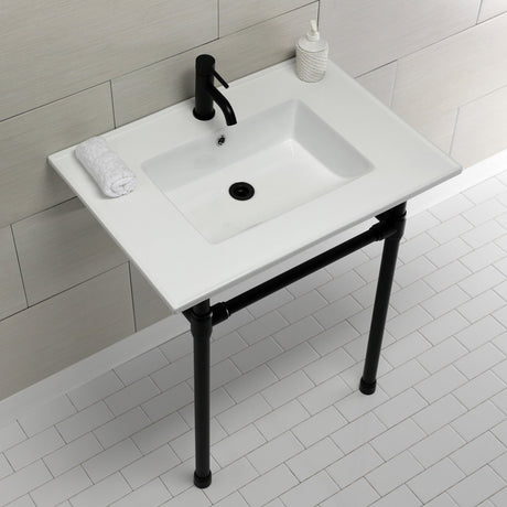 Dreyfuss KVPB3122710 Console Sink, White/Matte Black
