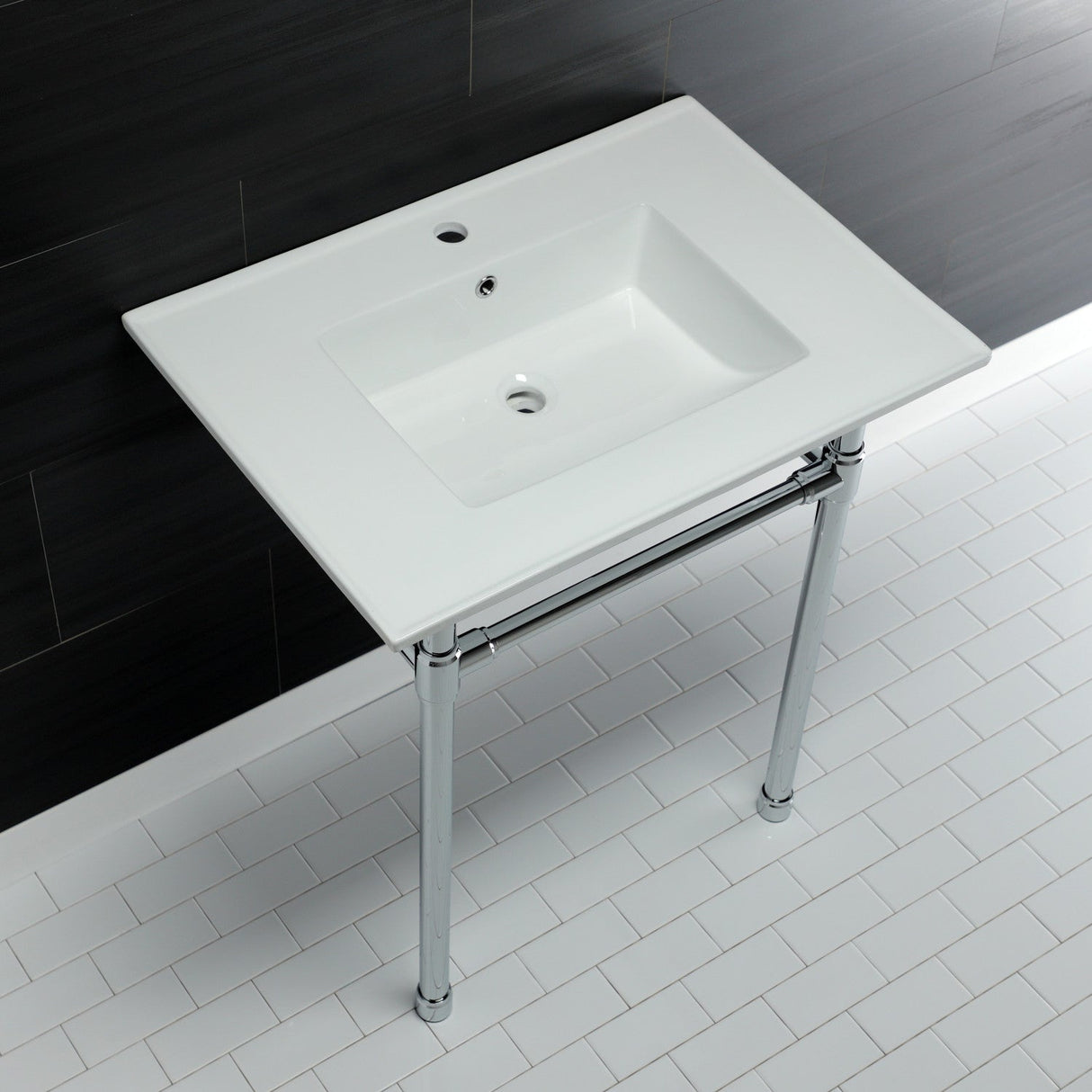 Dreyfuss KVPB3122711 Console Sink, White/Polished Chrome