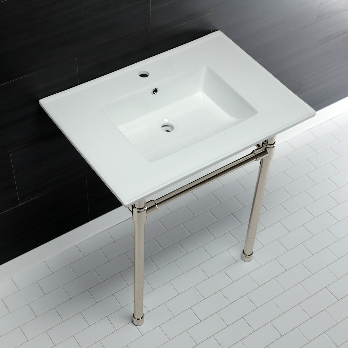 Dreyfuss KVPB3122716 Console Sink, White/Polished Nickel