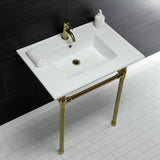 Dreyfuss KVPB3122717 Console Sink, White/Brushed Brass