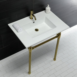 Dreyfuss KVPB3122717 Console Sink, White/Brushed Brass