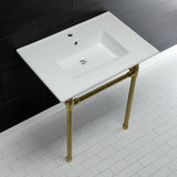 Dreyfuss KVPB3122717 Console Sink, White/Brushed Brass