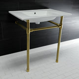 Dreyfuss KVPB3122717 Console Sink, White/Brushed Brass