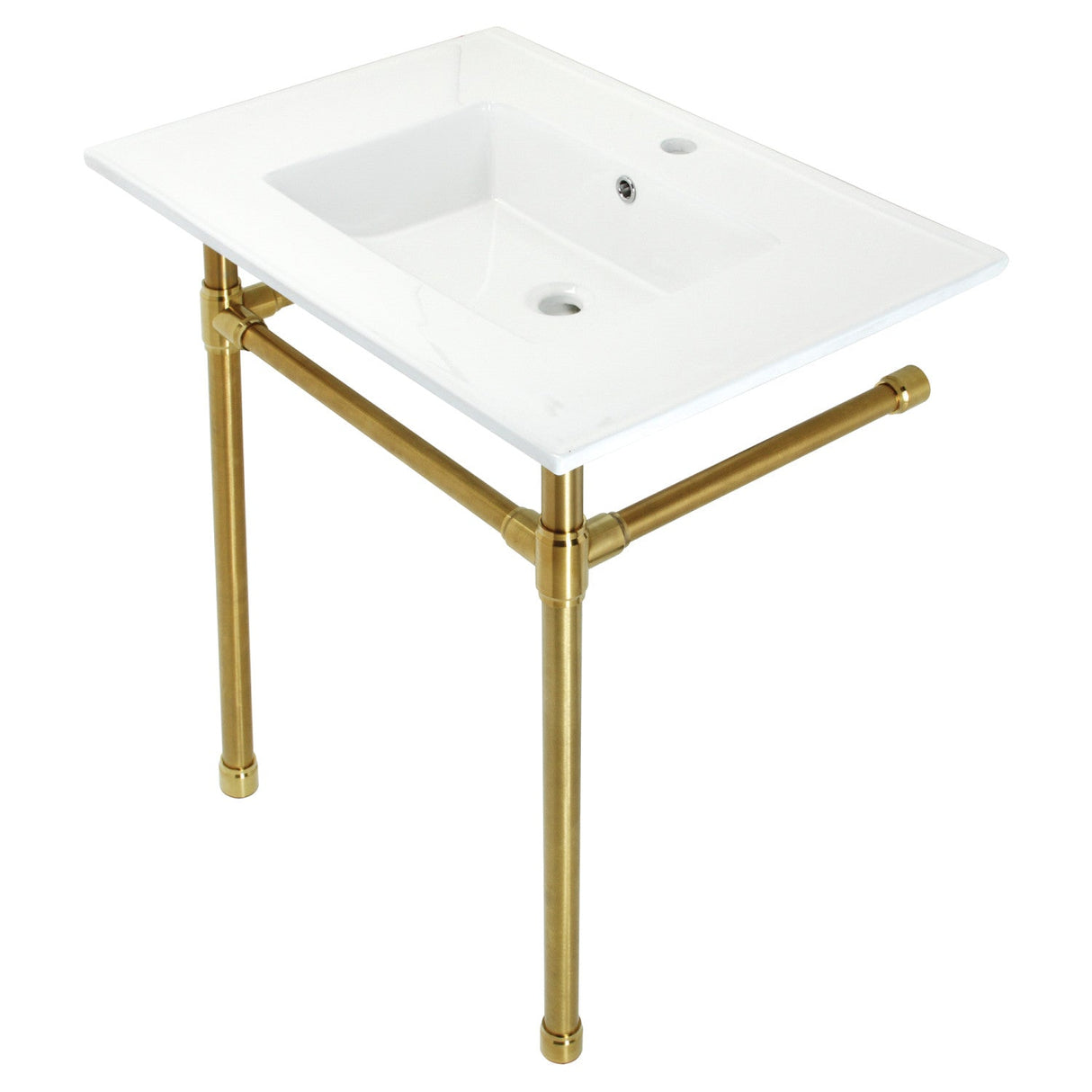 Dreyfuss KVPB3122717 Console Sink, White/Brushed Brass