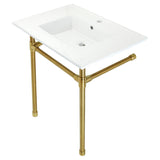 Dreyfuss KVPB3122717 Console Sink, White/Brushed Brass