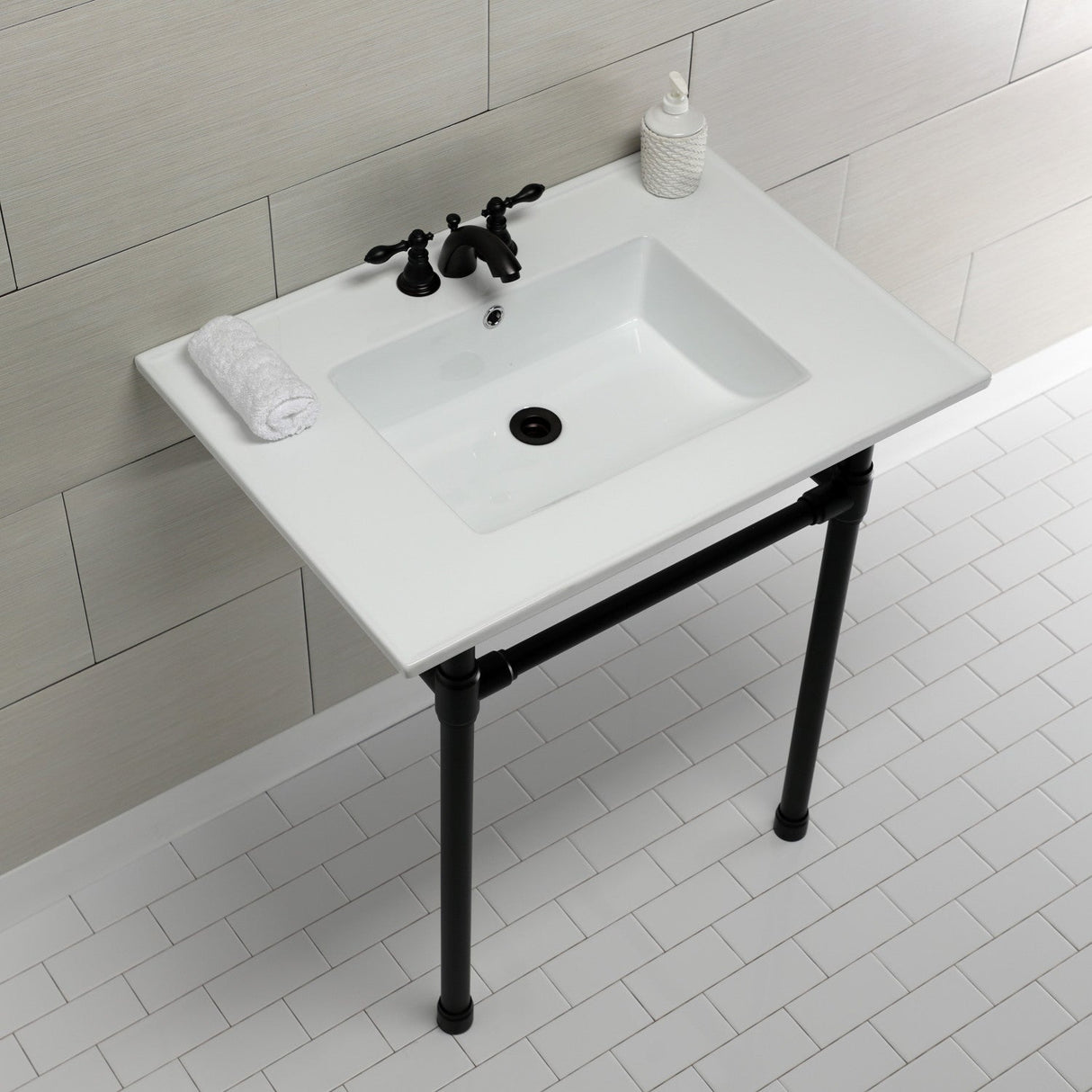 Dreyfuss KVPB31227W40 Console Sink, White/Matte Black