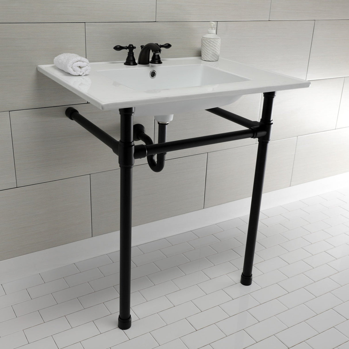 Dreyfuss KVPB31227W40 Console Sink, White/Matte Black