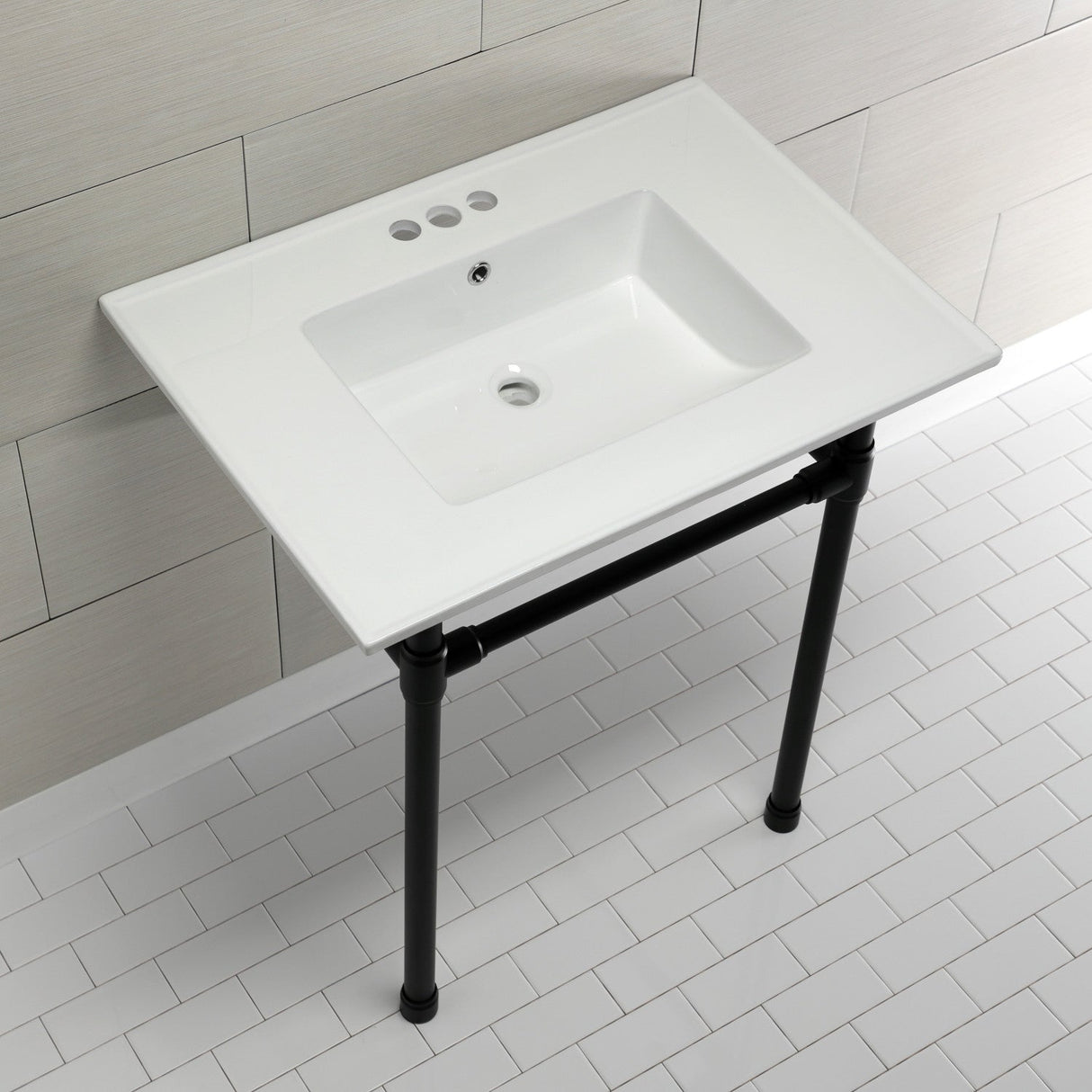 Dreyfuss KVPB31227W40 Console Sink, White/Matte Black