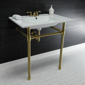 Dreyfuss KVPB31227W47 Console Sink, White/Brushed Brass
