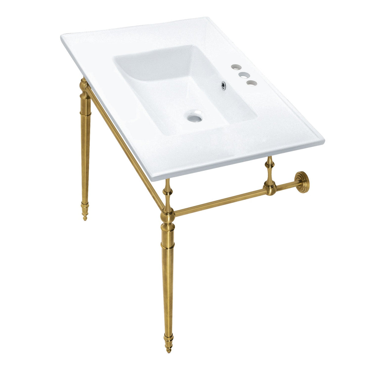 Edwardian KVPB31227W4BB Console Sink, White/Brushed Brass