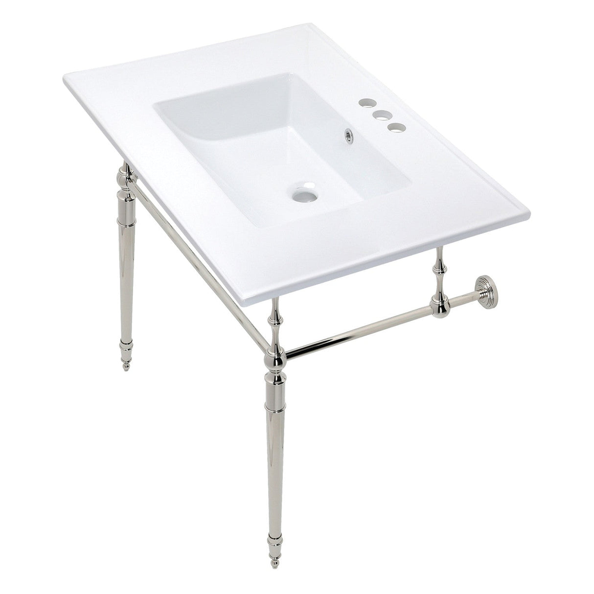 Edwardian KVPB31227W4PN Console Sink, White/Polished Nickel