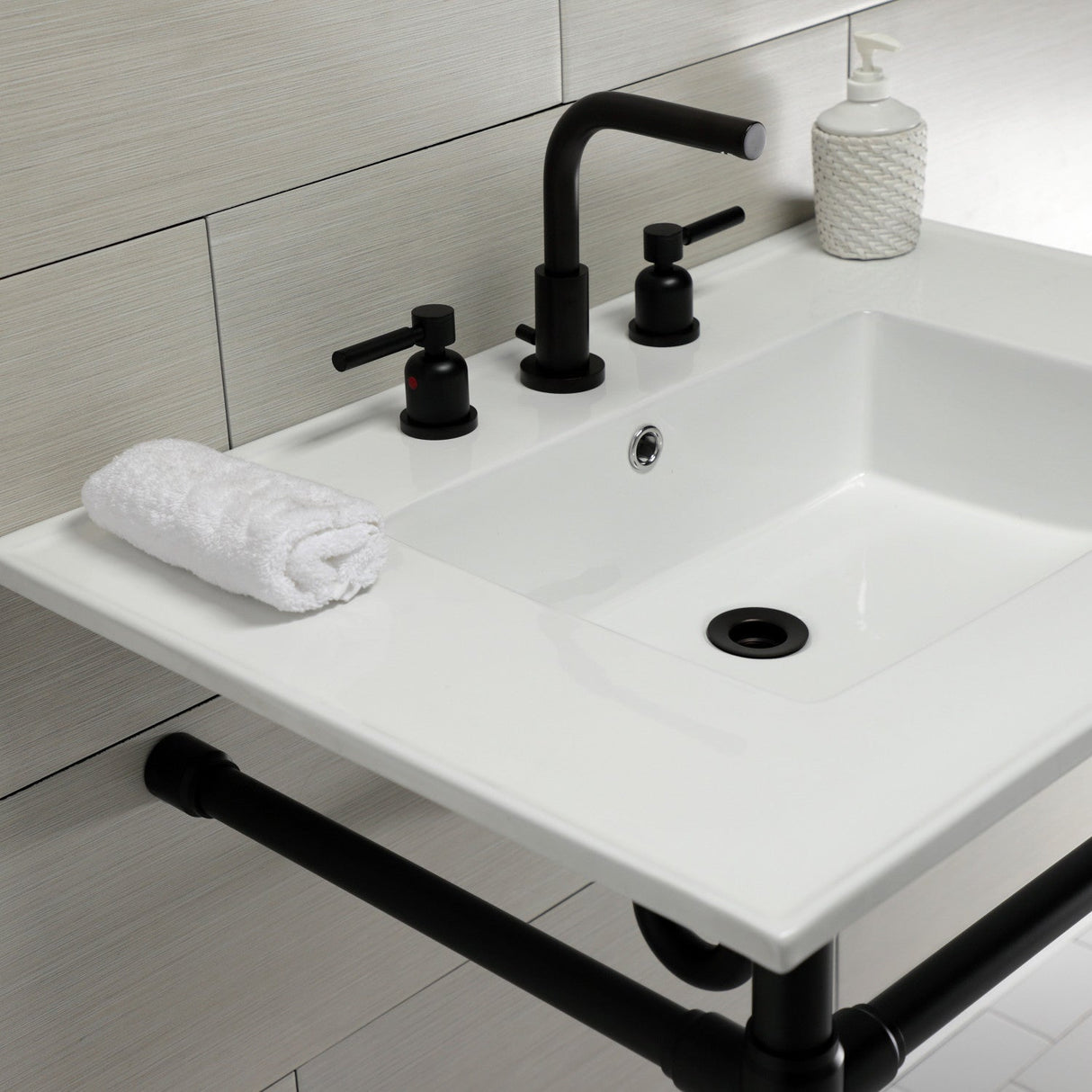 Dreyfuss KVPB31227W80 Console Sink, White/Matte Black