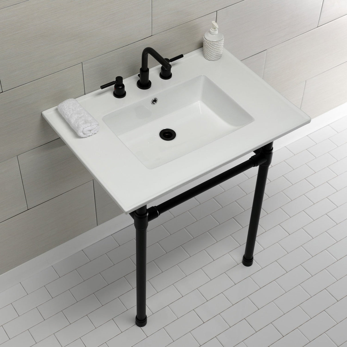 Dreyfuss KVPB31227W80 Console Sink, White/Matte Black