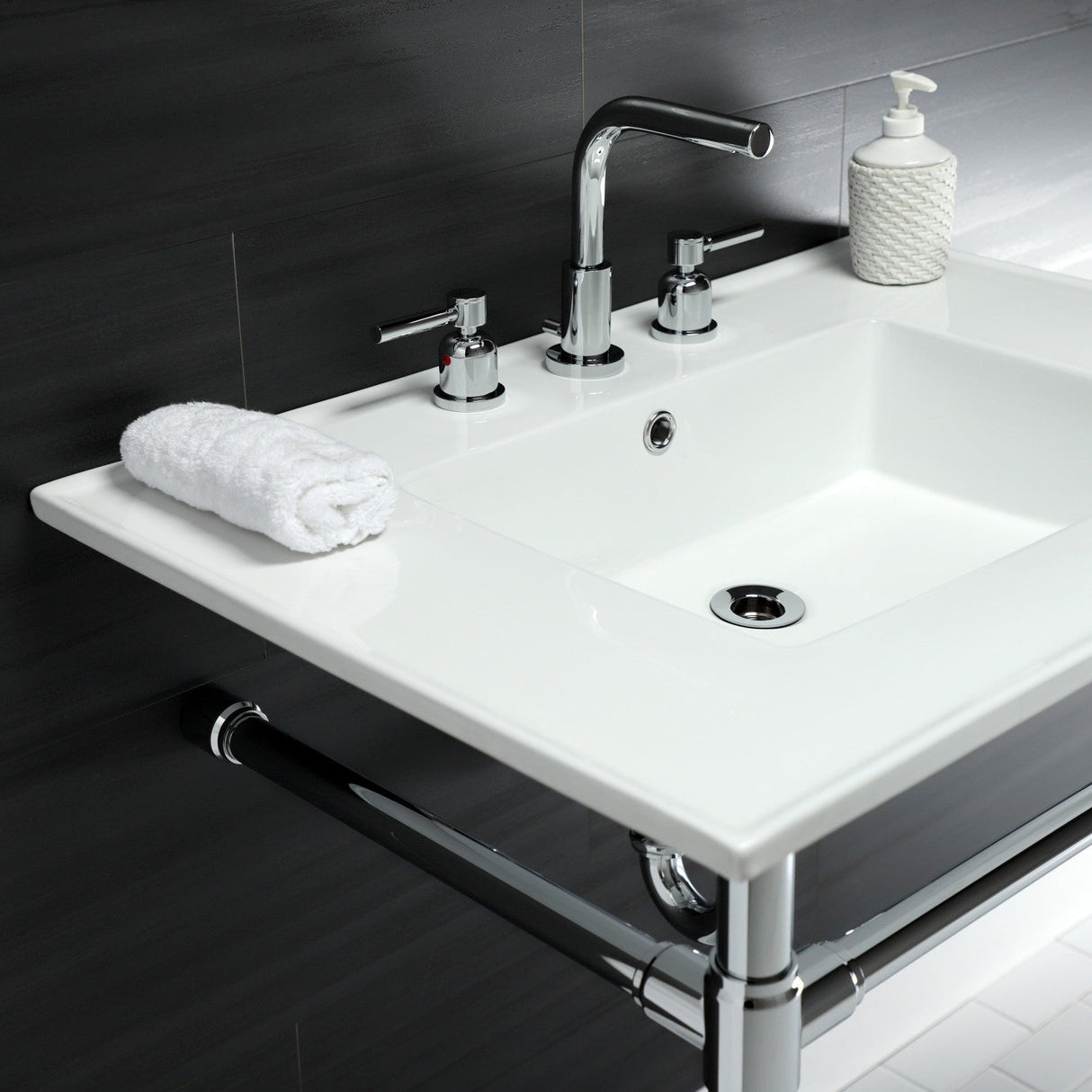 Dreyfuss KVPB31227W81 Console Sink, White/Polished Chrome