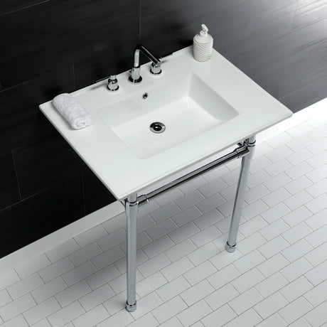 Dreyfuss KVPB31227W81 Console Sink, White/Polished Chrome