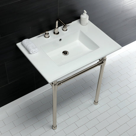 Dreyfuss KVPB31227W86 Console Sink, White/Polished Nickel