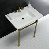 Dreyfuss KVPB31227W87 Console Sink, White/Brushed Brass