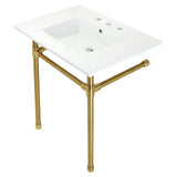 Dreyfuss KVPB31227W87 Console Sink, White/Brushed Brass