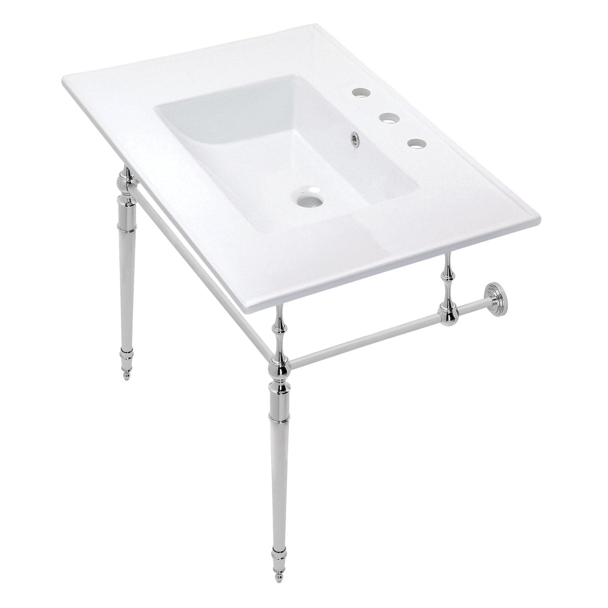 Edwardian KVPB31227W8CP Console Sink, White/Polished Chrome