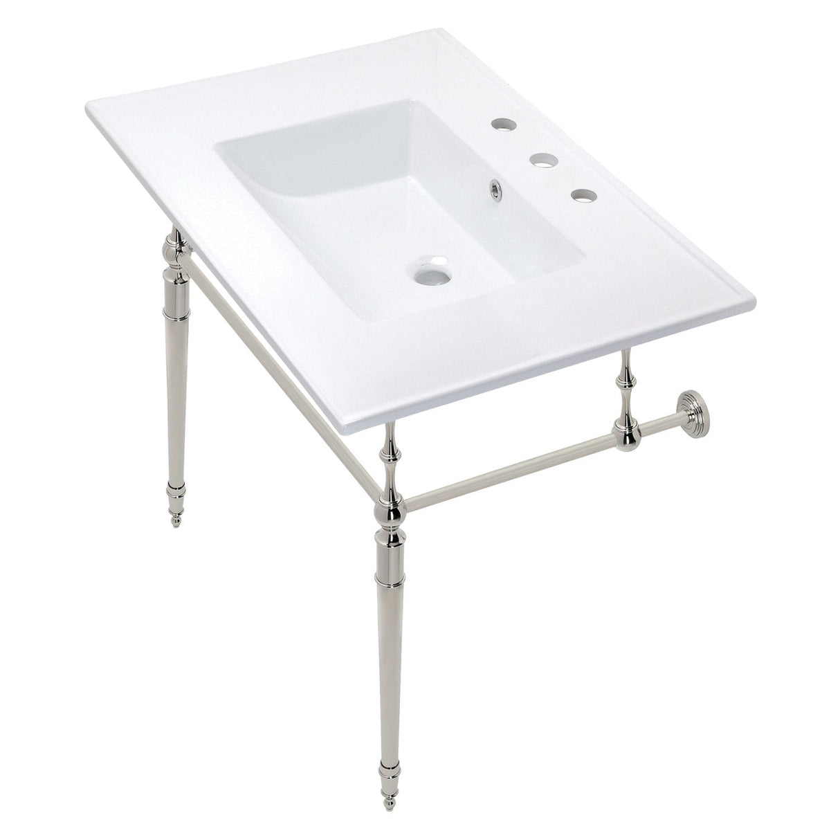 Edwardian KVPB31227W8PN Console Sink, White/Polished Nickel