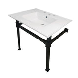 Fauceture KVPB31228Q0 31-Inch Ceramic Console Sink, White/Matte Black