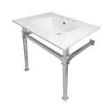 Fauceture KVPB31228Q1 31-Inch Ceramic Console Sink, White/Polished Chrome