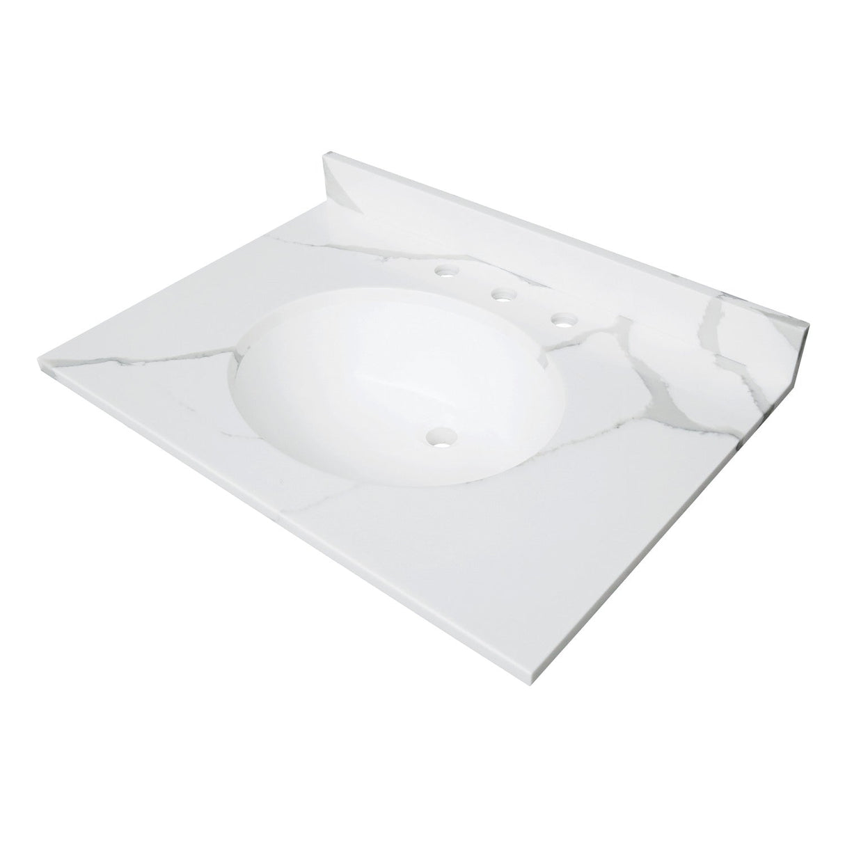 Norbiton KVPB3122L38 31-Inch Solid Surface Vanity Top, Calacatta Marble Glossy White