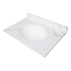 Norbiton KVPB3122L38 31-Inch Solid Surface Vanity Top, Calacatta Marble Glossy White