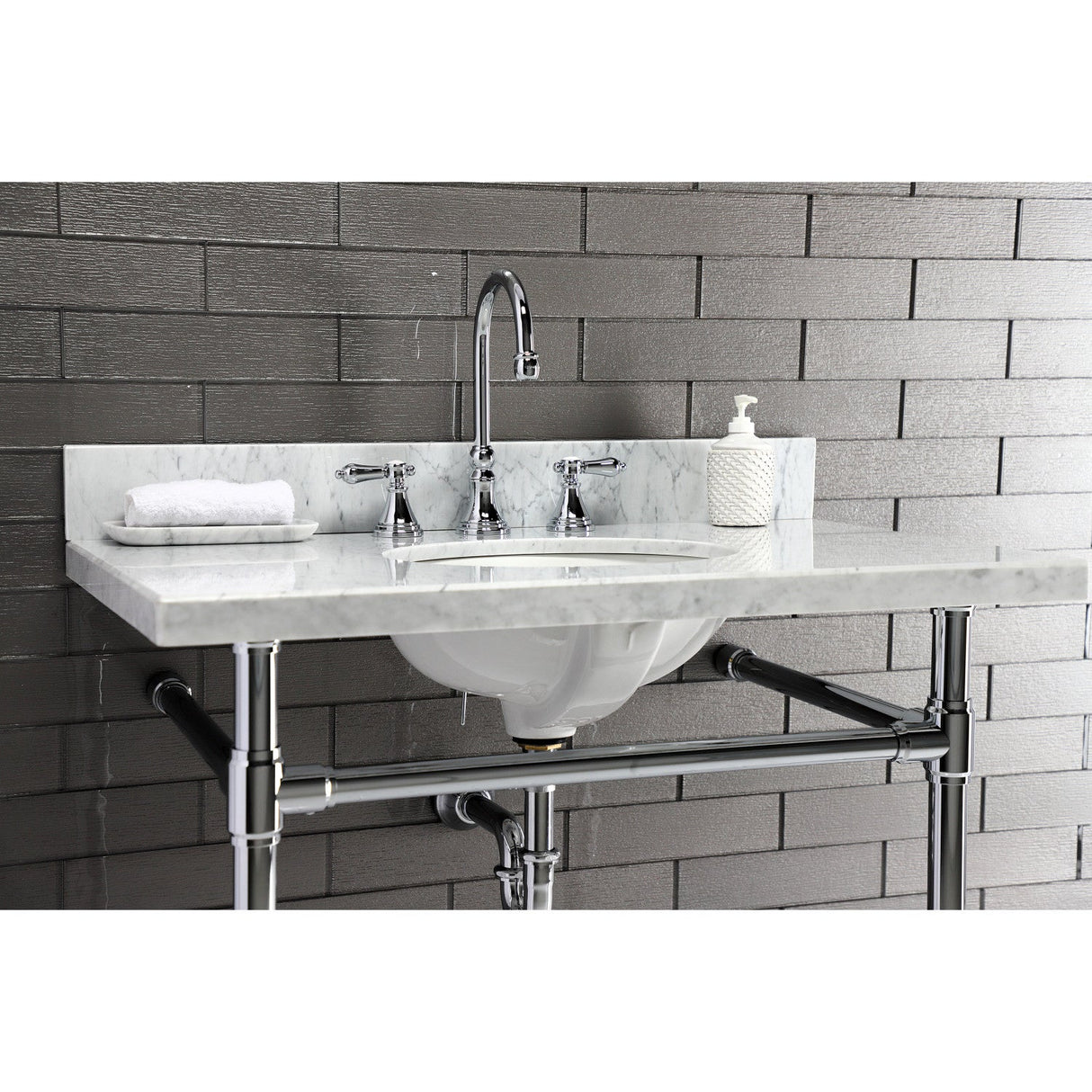 Templeton KVPB3622M38 Marble Vanity Sink Top, Carrara Marble