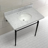 Edwardian KVPB3622M80 Console Sink, Marble White/Matte Black