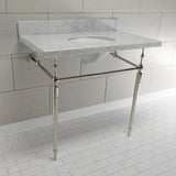 Edwardian KVPB3622M86 Console Sink, Marble White/Polished Nickel