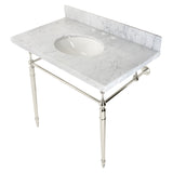 Edwardian KVPB3622M86 Console Sink, Marble White/Polished Nickel