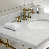 Edwardian KVPB3622M87 Console Sink, Marble White/Brushed Brass