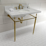 Edwardian KVPB3622M87 Console Sink, Marble White/Brushed Brass