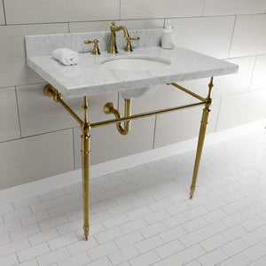 Edwardian KVPB3622M87 Console Sink, Marble White/Brushed Brass