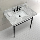 Edwardian KVPB3622M8SQ0 Console Sink, Marble White/Matte Black