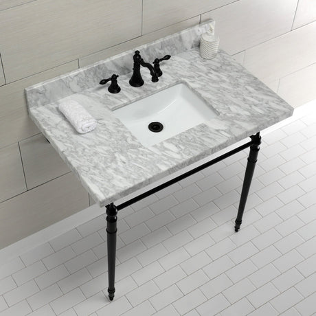 Edwardian KVPB3622M8SQ0 Console Sink, Marble White/Matte Black