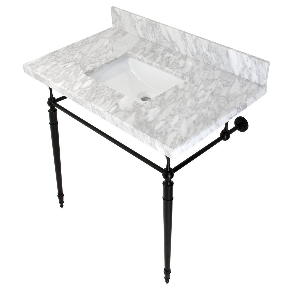 Edwardian KVPB3622M8SQ0 Console Sink, Marble White/Matte Black