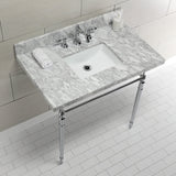 Edwardian KVPB3622M8SQ1 Console Sink, Marble White/Polished Chrome