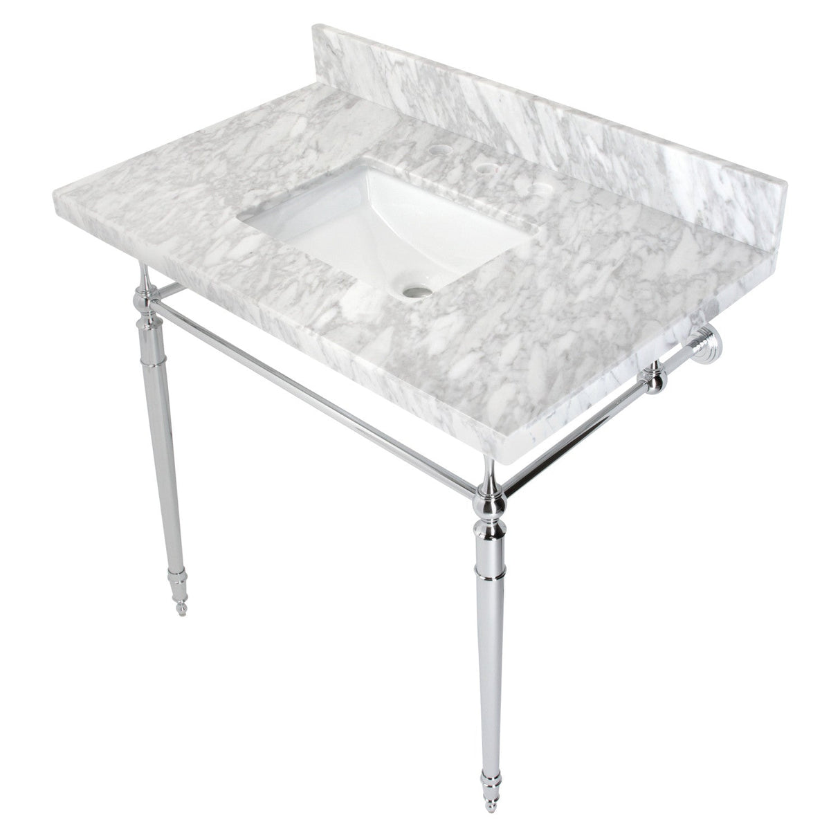 Edwardian KVPB3622M8SQ1 Console Sink, Marble White/Polished Chrome