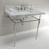 Edwardian KVPB3622M8SQ6 Console Sink, Marble White/Polished Nickel