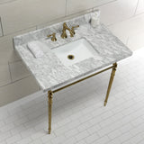 Edwardian KVPB3622M8SQ7 Console Sink, Marble White/Brushed Brass