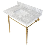 Edwardian KVPB3622M8SQ7 Console Sink, Marble White/Brushed Brass