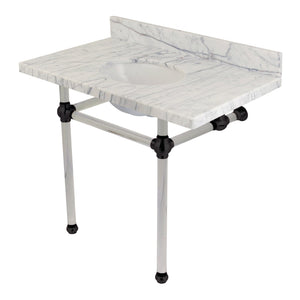 Fauceture KVPB3630MA0 36-Inch Marble Console Sink with Acrylic Feet, Carrara Marble/Matte Black