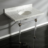 Fauceture KVPB3630MA6 36-Inch Marble Console Sink with Acrylic Feet, Carrara Marble/Polished Nickel