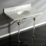 Fauceture KVPB3630MA7 36-Inch Marble Console Sink with Acrylic Feet, Carrara Marble/Brushed Brass