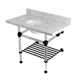 Templeton KVPB3630MAB0 36-Inch Console Sink with Acrylic Legs (8-Inch, 3 Hole), Carrara Marble/Matte Black
