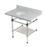 Templeton KVPB3630MAB6 36-Inch Console Sink with Acrylic Legs (8-Inch, 3 Hole), Carrara Marble/Polished Nickel