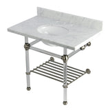 Templeton KVPB3630MAB8 36-Inch Console Sink with Acrylic Legs (8-Inch, 3 Hole), Carrara Marble/Brushed Nickel